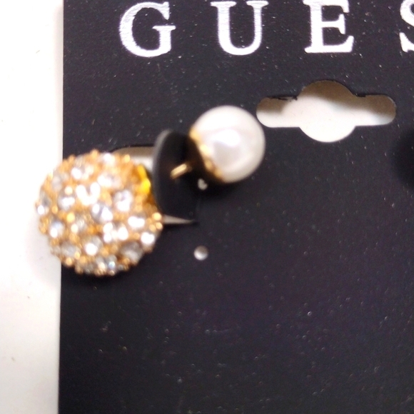 Guess Gold-tone Double Sided Sparkling Crystal Ball Stud Earrings - Picture 4 of 6
